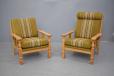 Solid oak frame brutalist design armchair