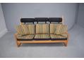 Oak framed Danish design 3 seat sofa with high back rest