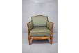 Danish design wing back armchair with chrome legs and castors