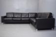Large danish design black leather corner sofa 
