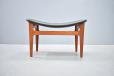 Finn Juhl vintage teak footstool in original black leather  - view 3