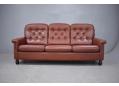 Leather upholstered 1970s 3 seat sofa with meduim height back rest.