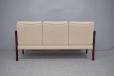 Shallow frame high seated modern sofa in beige striped cream woolen upholstery - view 5