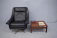 1966 Design high back black leather swivel chair designed by Aage Christiansen for ERAN Mobler