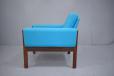 Midcentury HANS WEGNER design armchair in blue wool upholstery with rosewood frame | Model AP62