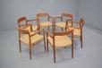 1954 Design set of 6 teak armchairs with papercord seats for sale