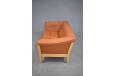 Low back 2 seat sofa in beech & tan leather