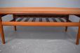 long coffee table in vintage teak with magazine shelf - Glostrup Mobelfabrik