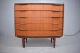 Vintage teak 5 drawer bow fronted chest of drawers  - view 3