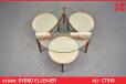 Vintage rosewood glass top lounge table |with 3 stools | Svend Ellekaer design - view 1