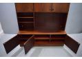 3 door base cabinet with tall rosewood top unit with lots of storage.