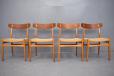 Model CH23 dining chairs in beech and teak with NEW woven papercord seats