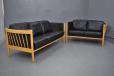 3 Seater black leather sofa with beech frame | Stouby - view 10