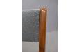 Mottled grey blue fleck upholstery is new and compliments the vintage teak