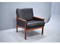 Illum Wikkelso design Capella chair in rosewood & black leather. SOLD