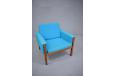 Hans Wegner 1965 design AP62 armchair with rosewood frame and blue upholstery