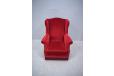 Traditional high back wing chair in red velour upholstery  - view 3