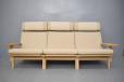 1967 high back soaped oak frame model GE375 sofa produced by Getama