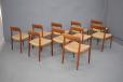 Danish design classic teak dining chairs model 75 by Niels O Moller for sale