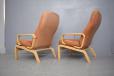 The bramin chair is fully upholstered all sides in leather which has unique patina