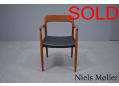 Niels Moller armchair | Teak & black leather | Model 56