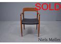 Niels Moller armchair | Teak & black leather | Model 56