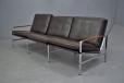 1970s design 3 seater sofa in borwn leather with chromed steel frame