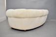 Traditional danish curved frame sofa in original cream upholstery for sale