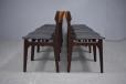 All chairs have the same dark wood frame with contrasting rosewood back rest.