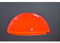 Red & orange colour plastic double shade pendant designed in Denmark.