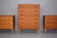 Vintage chest of 6 drawers with light oak legs designed by Carl Aage Skov