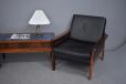 Vintage rosewood armchair with black leather upholstery - view 11