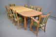 Henning Kjaernulf style set of 8 oak frame dining chairs including 2 carvers produced by Nyrup Mobelfabrik