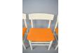 Set of 4 dining chairs in white paint and new orange tweed upholstery