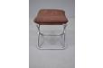 Retro 1970s period danish foot stool with chrome frame and leather cushion