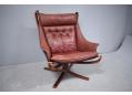 Ingmar Relling 1974 design Falcon armchair in cognac leather. SOLD