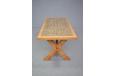 Vintage oak coffee table with mosaic tiled top on X legs
