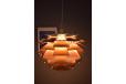 Copper coloured pendant light with 72 different leaves 