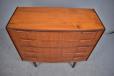 5 Drawer midcentury design chest in vintage teak produced by Danish Cabinetmaker