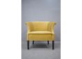 Midcentury design club chair with gold draylon upholstery.