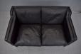 Vintage danish 2 seater box frame sofa in black leather upholstery made by Stouby