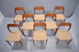 Niels Moller design model 71 teak frame dining chair with woven papercord seats