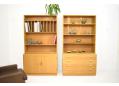 Light oak bookcase top wall unit designed by Borge Mogensen for Soborg.