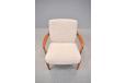 Refurbished teak frame armchair with new upholstery of seat and back