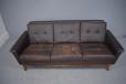 Vintage brown leather & rosewood 3 seat sofa by Svend Skipper  - view 3