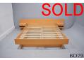 Vintage platform double bed frame in oak