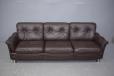 Midcentury 3 seater brown leather sofa on chrome legs