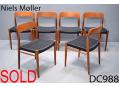 Niels Moller set of 6 model 75 chairs | Black cord