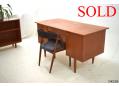 Danish desk in teak with deep cupboard & drawers