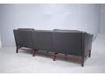 Space-saving box shape framed 3 seat sofa in black leather